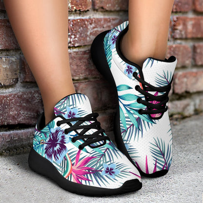 Neon Hibiscus Tropical Pattern Print Sport Shoes GearFrost