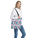 Neon Hibiscus Tropical Pattern Print Tote Bag