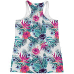 Neon Hibiscus Tropical Pattern Print Women's Racerback Tank Top