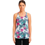 Neon Hibiscus Tropical Pattern Print Women's Racerback Tank Top