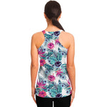 Neon Hibiscus Tropical Pattern Print Women's Racerback Tank Top