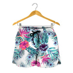 Neon Hibiscus Tropical Pattern Print Women's Shorts