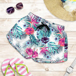 Neon Hibiscus Tropical Pattern Print Women's Shorts