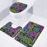 Neon Native Aztec Pattern Print 3 Piece Bath Mat Set