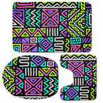 Neon Native Aztec Pattern Print 3 Piece Bath Mat Set