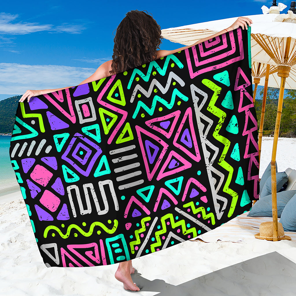 Neon Native Aztec Pattern Print Beach Sarong Wrap