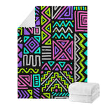 Neon Native Aztec Pattern Print Blanket