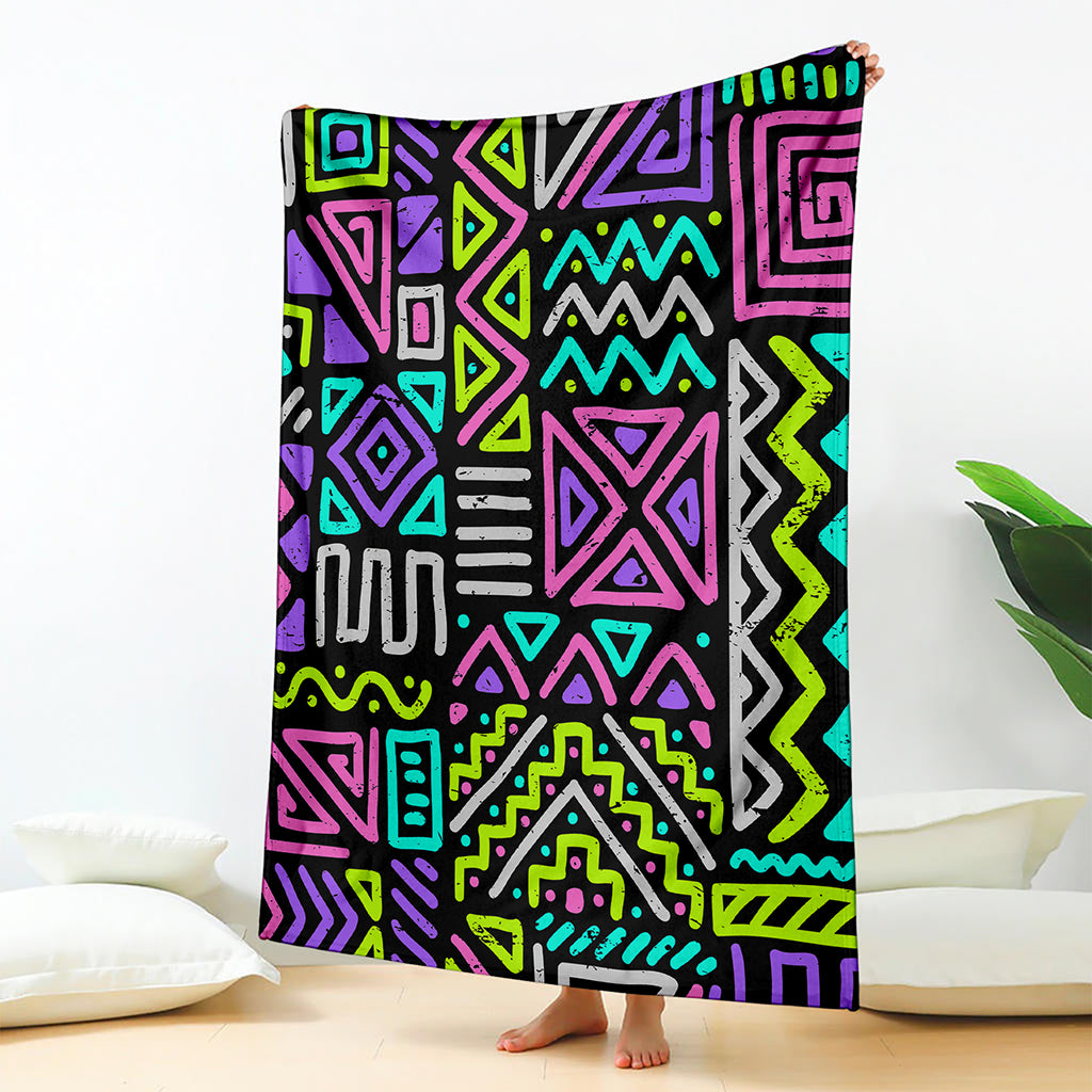 Neon Native Aztec Pattern Print Blanket