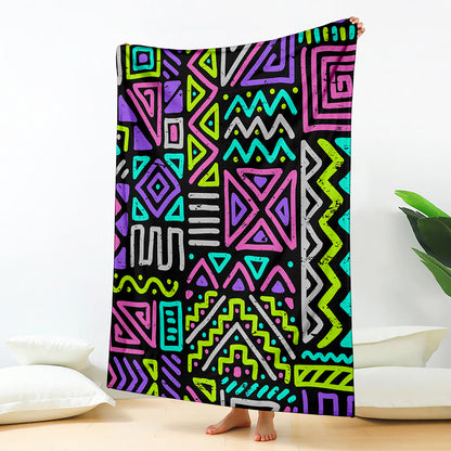 Neon Native Aztec Pattern Print Blanket