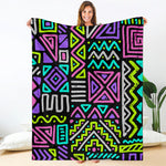 Neon Native Aztec Pattern Print Blanket