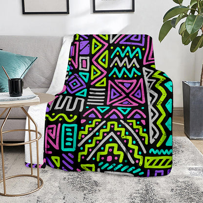 Neon Native Aztec Pattern Print Blanket