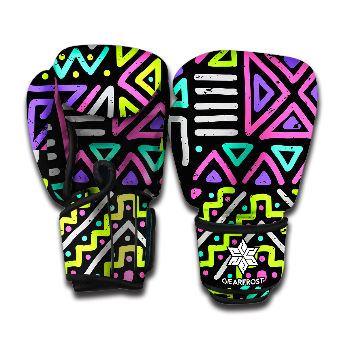 Neon Native Aztec Pattern Print Boxing Gloves