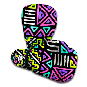 Neon Native Aztec Pattern Print Boxing Gloves