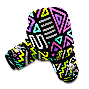 Neon Native Aztec Pattern Print Boxing Gloves