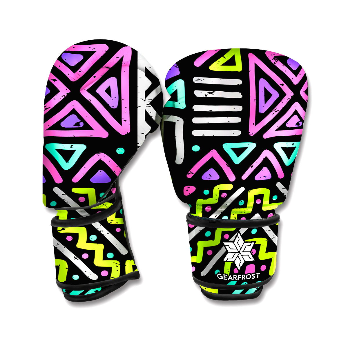 Neon Native Aztec Pattern Print Boxing Gloves