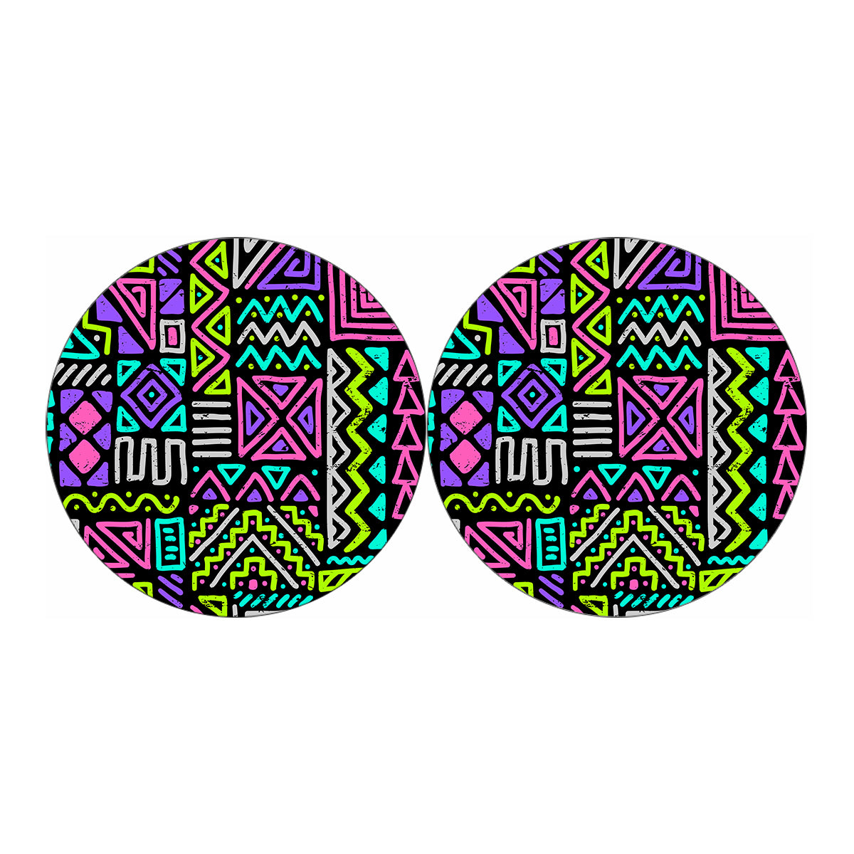 Neon Native Aztec Pattern Print Car Coasters