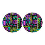 Neon Native Aztec Pattern Print Car Coasters