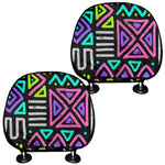 Neon Native Aztec Pattern Print Car Headrest Covers