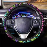 Neon Native Aztec Pattern Print Car Steering Wheel Cover