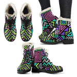 Neon Native Aztec Pattern Print Comfy Boots GearFrost
