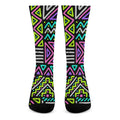 Neon Native Aztec Pattern Print Crew Socks