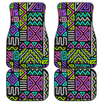 Neon Native Aztec Pattern Print Front and Back Car Floor Mats
