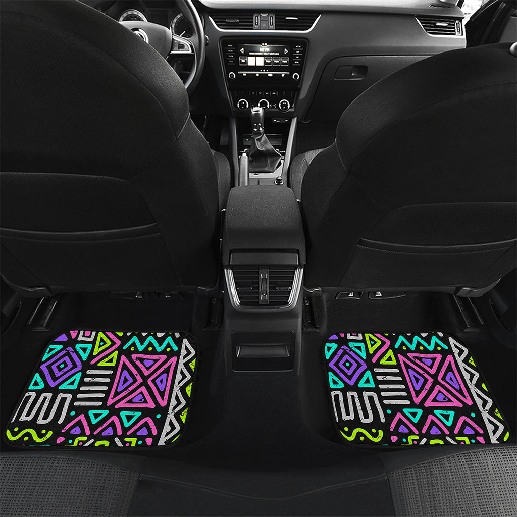 Neon Native Aztec Pattern Print Front and Back Car Floor Mats