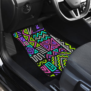 Neon Native Aztec Pattern Print Front and Back Car Floor Mats