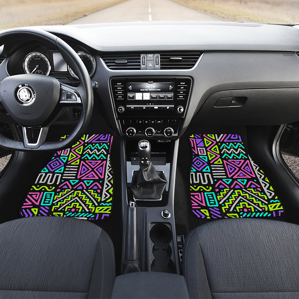 Neon Native Aztec Pattern Print Front Car Floor Mats