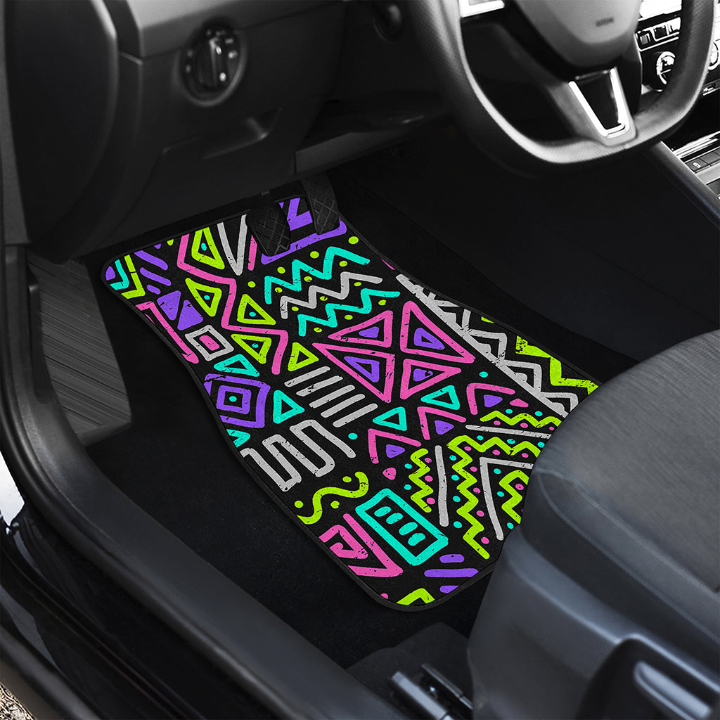 Neon Native Aztec Pattern Print Front Car Floor Mats