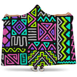 Neon Native Aztec Pattern Print Hooded Blanket