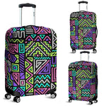 Neon Native Aztec Pattern Print Luggage Cover GearFrost