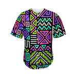 Neon Native Aztec Pattern Print Men's Baseball Jersey