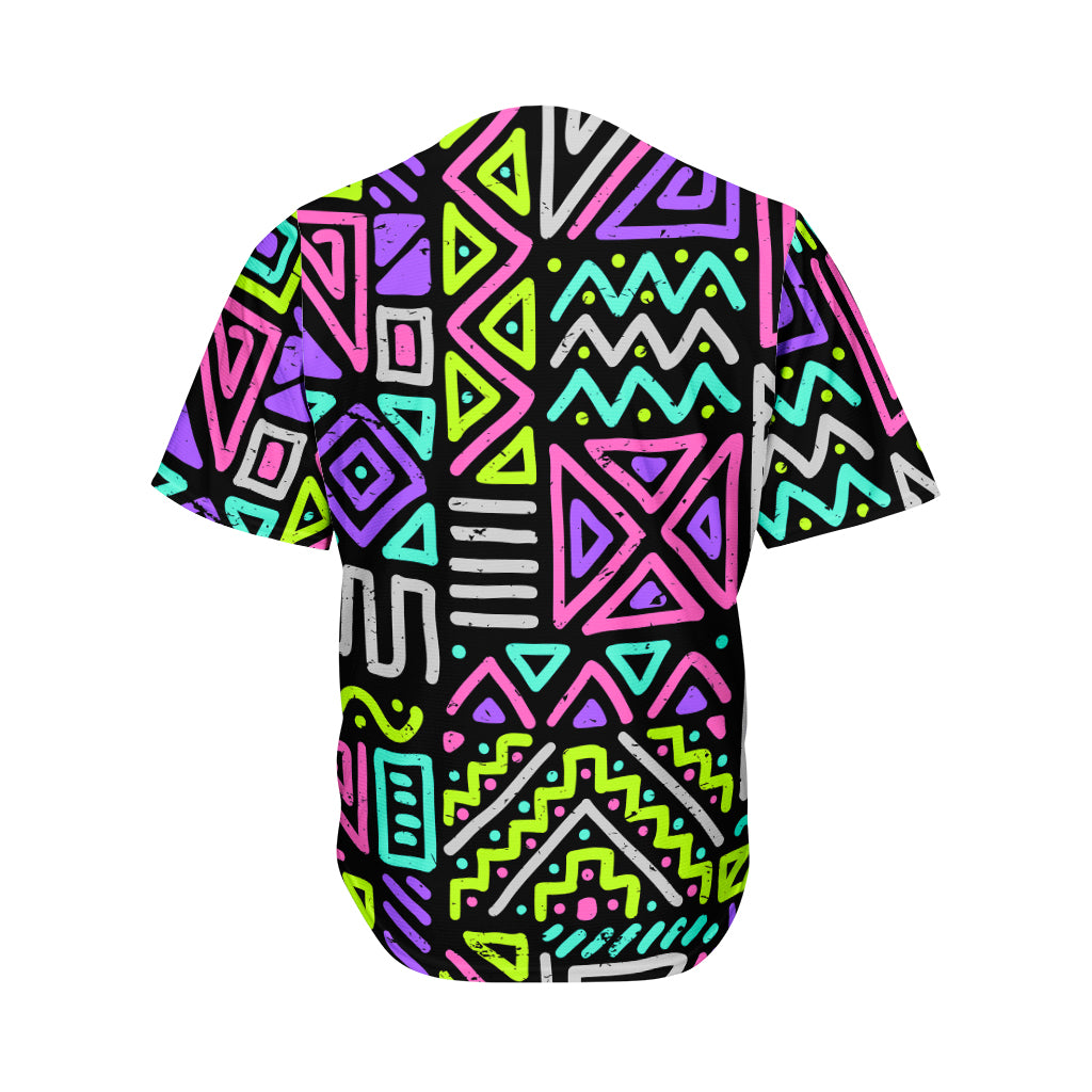 Neon Native Aztec Pattern Print Men's Baseball Jersey