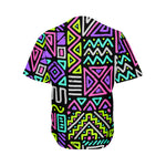 Neon Native Aztec Pattern Print Men's Baseball Jersey