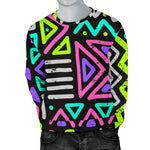 Neon Native Aztec Pattern Print Men's Crewneck Sweatshirt GearFrost