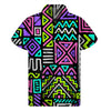 Neon Native Aztec Pattern Print Men's Short Sleeve Shirt