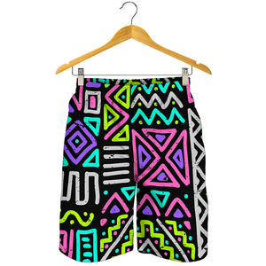 Neon Native Aztec Pattern Print Men's Shorts