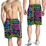 Neon Native Aztec Pattern Print Men's Shorts