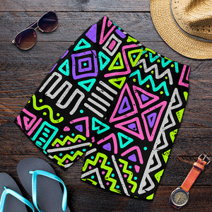 Neon Native Aztec Pattern Print Men's Shorts