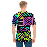 Neon Native Aztec Pattern Print Men's T-Shirt