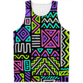 Neon Native Aztec Pattern Print Men's Tank Top