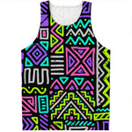 Neon Native Aztec Pattern Print Men's Tank Top