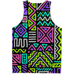 Neon Native Aztec Pattern Print Men's Tank Top