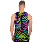 Neon Native Aztec Pattern Print Men's Tank Top