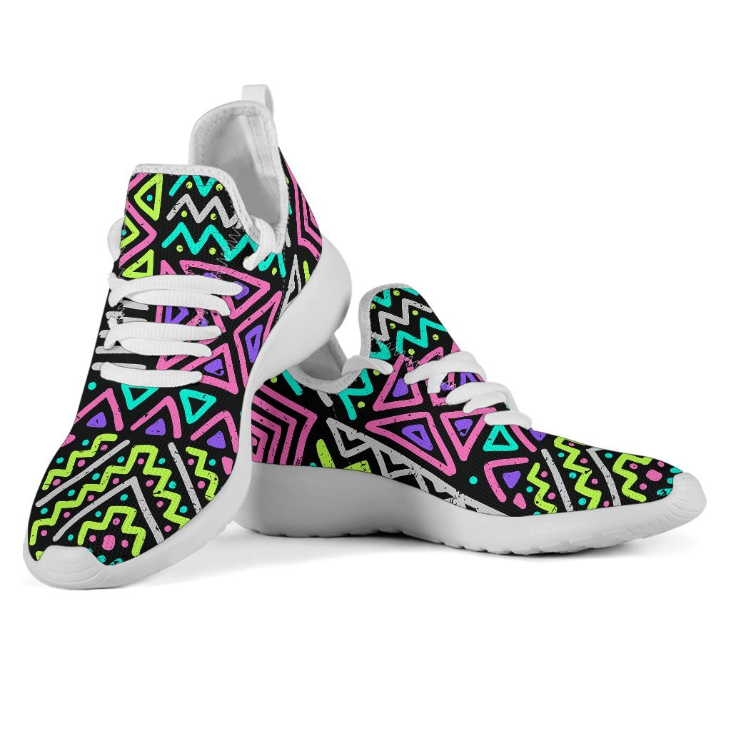 Neon Native Aztec Pattern Print Mesh Knit Shoes GearFrost