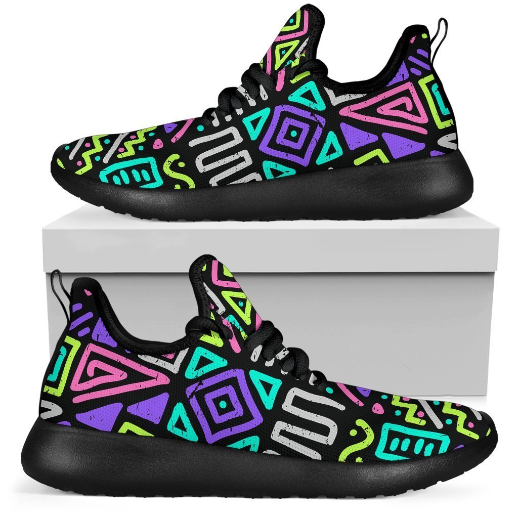 Neon Native Aztec Pattern Print Mesh Knit Shoes GearFrost