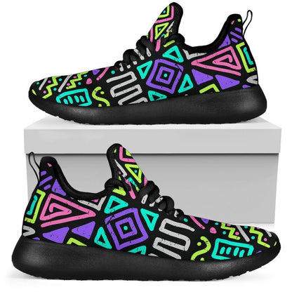 Neon Native Aztec Pattern Print Mesh Knit Shoes GearFrost
