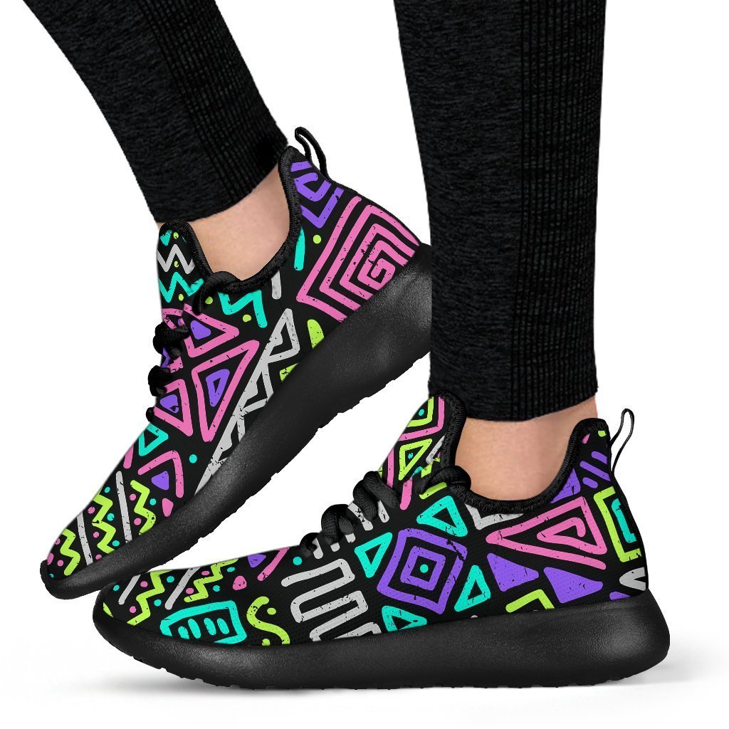 Neon Native Aztec Pattern Print Mesh Knit Shoes GearFrost