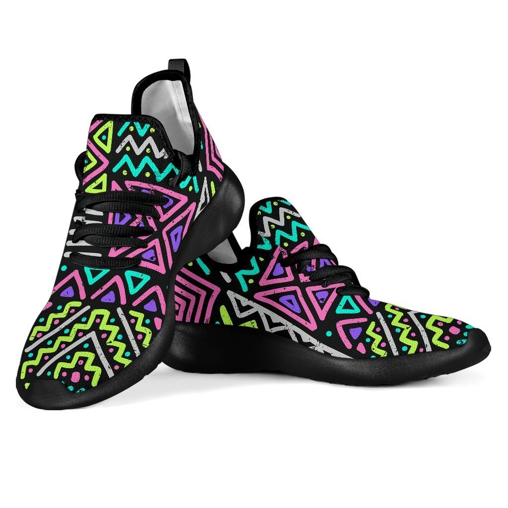 Neon Native Aztec Pattern Print Mesh Knit Shoes GearFrost